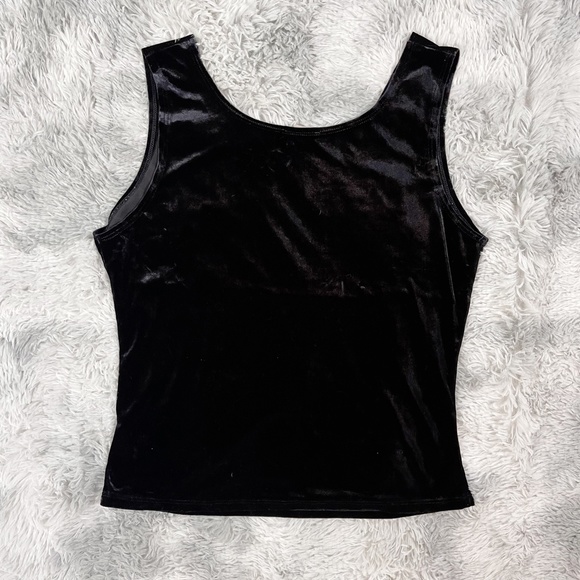 Vintage Black Velvet Fitted Crossover V-Neck Top - Picture 3 of 6